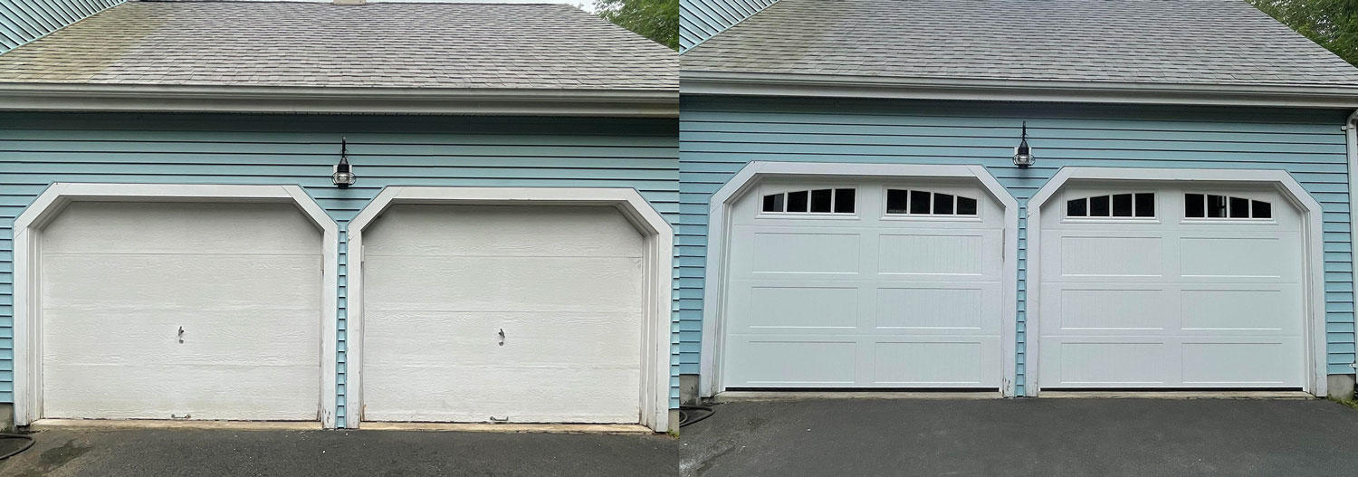 Before and after Garage Door Replacement by Maietta and Sons