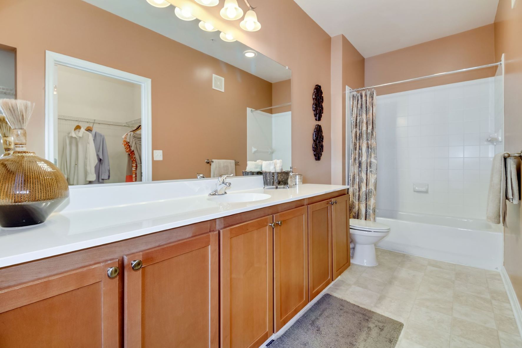 Oversized bathrooms with soaking tubs and storage