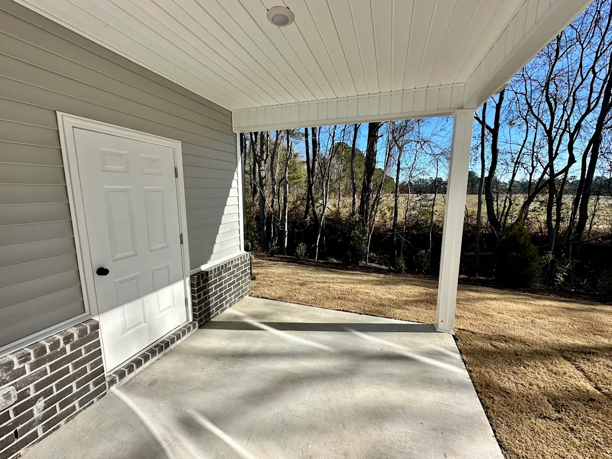 Covered outdoor patio with storage