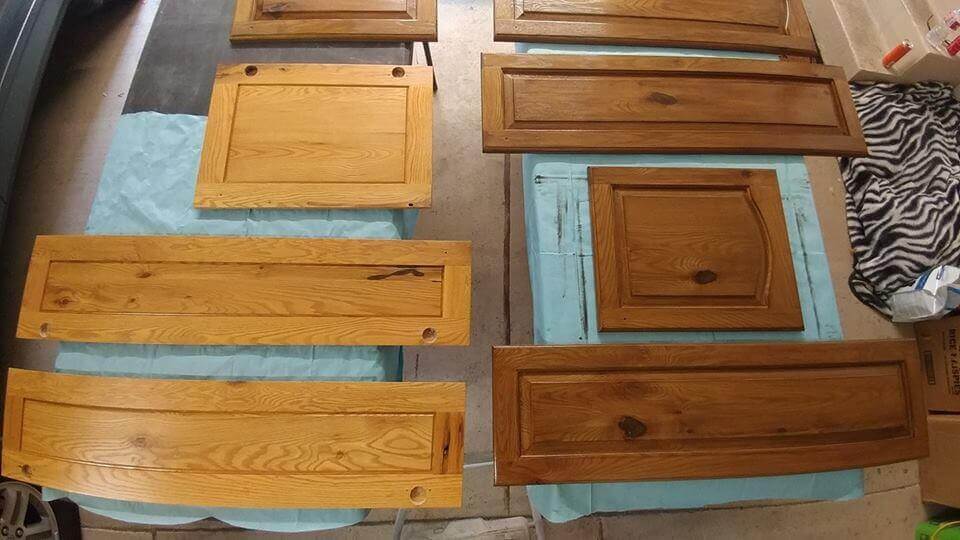 Before and after cabinet refinishing in Salt Lake City.