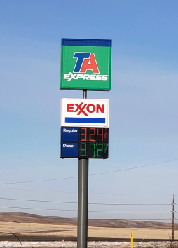 Make TA Express in Alexander, ND on US Highway 85 & SR 68 a part of your route. We’re ready to fuel your trip with Exxon gas or diesel 24/7. Refresh after a long day on the road in our sparkling clean restrooms or use our laundry and shower facilities. Grab fast food at Hot Stuff Pizza or Champs Chicken. We invite professional truck drivers to park with us overnight in our 55 truck parking spaces, relax in our driver’s lounge or weigh in at our CAT scale. Don’t forget to stock up on grab-and-go meals, snacks and drinks at our travel store before returning to the road.