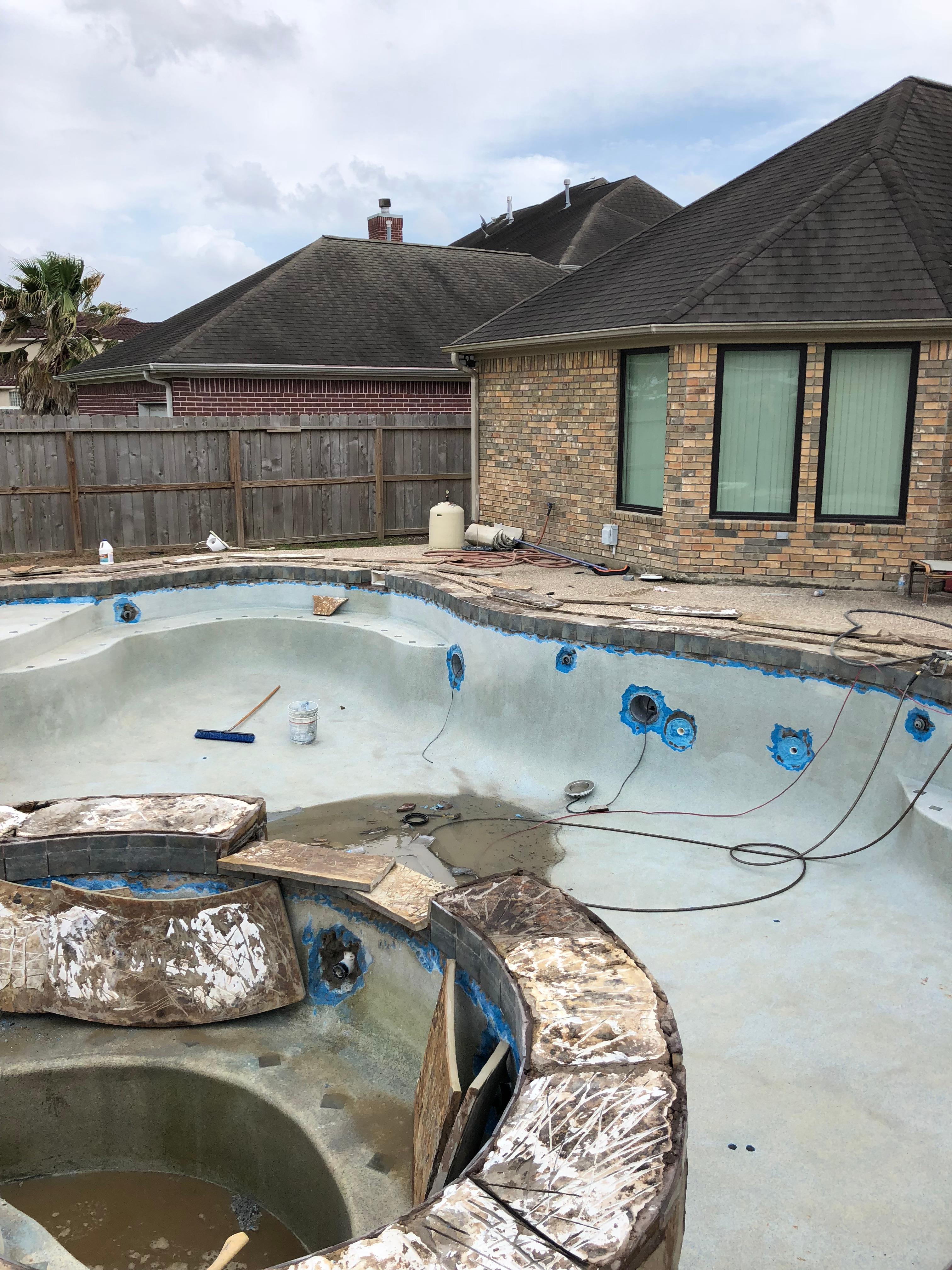 Getting pool ready for re plaster, 
coping work, 
Deer Park tx Toscano Pool Plastering Pasadena (832)964-7237