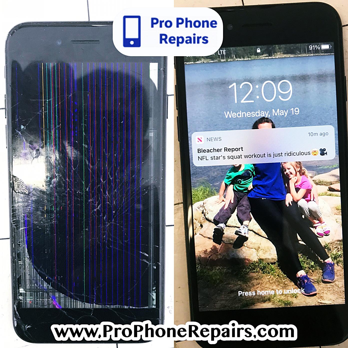 iPhone 8 Plus damaged screen replacement by Pro Phone Repairs of Albuquerque