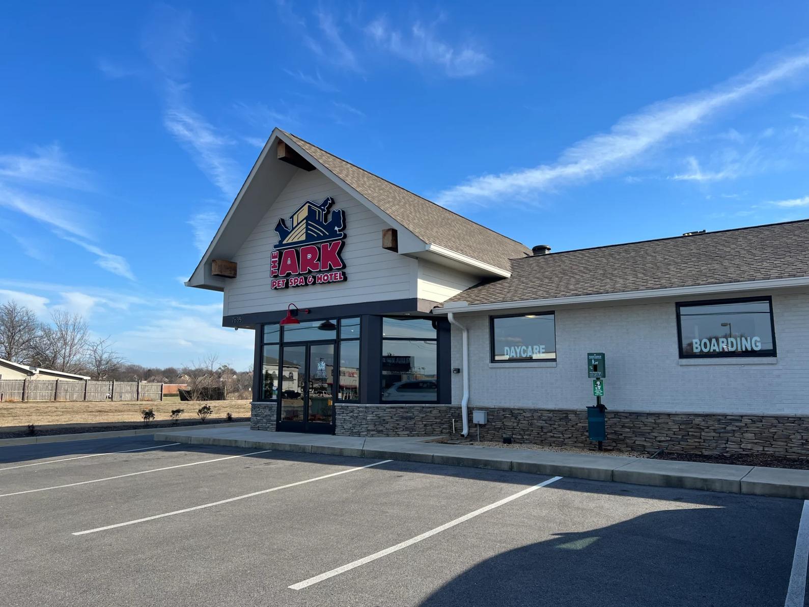 Commercial retail building construction completed by general contractor in Madison Alabama featuring stone facade and custom exterior finishes