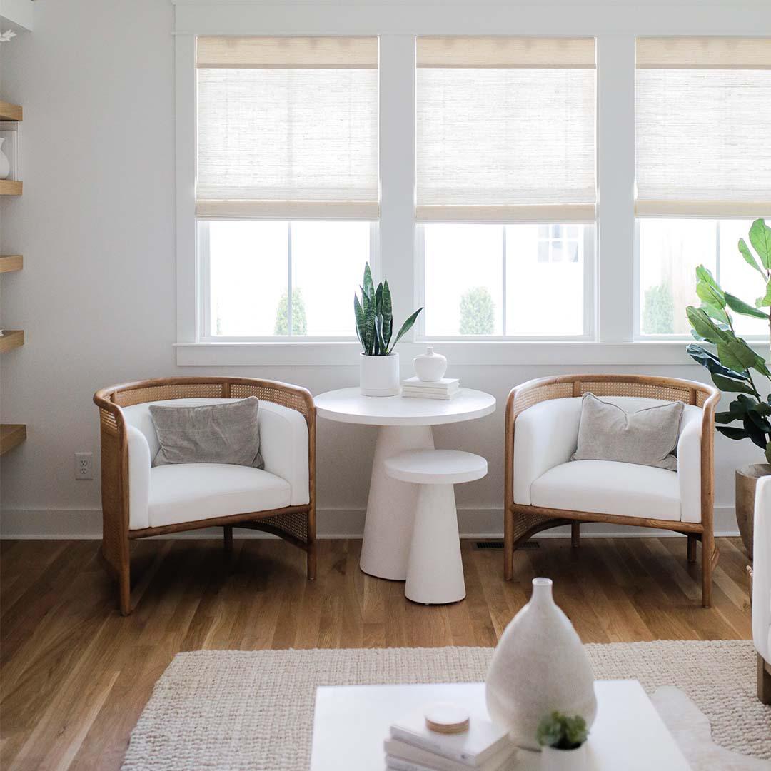 Bring the essence of nature inside your home with the right elements. House plants and wooden furniture are excellent choices, but don't forget those windows! Woven wood shades are a wonderful addition to any space looking to accentuate nature-inspired elements.
