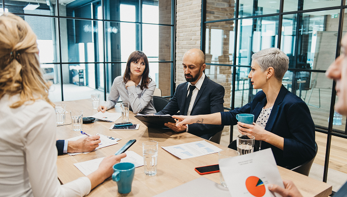 Wealth professionals collaborating.