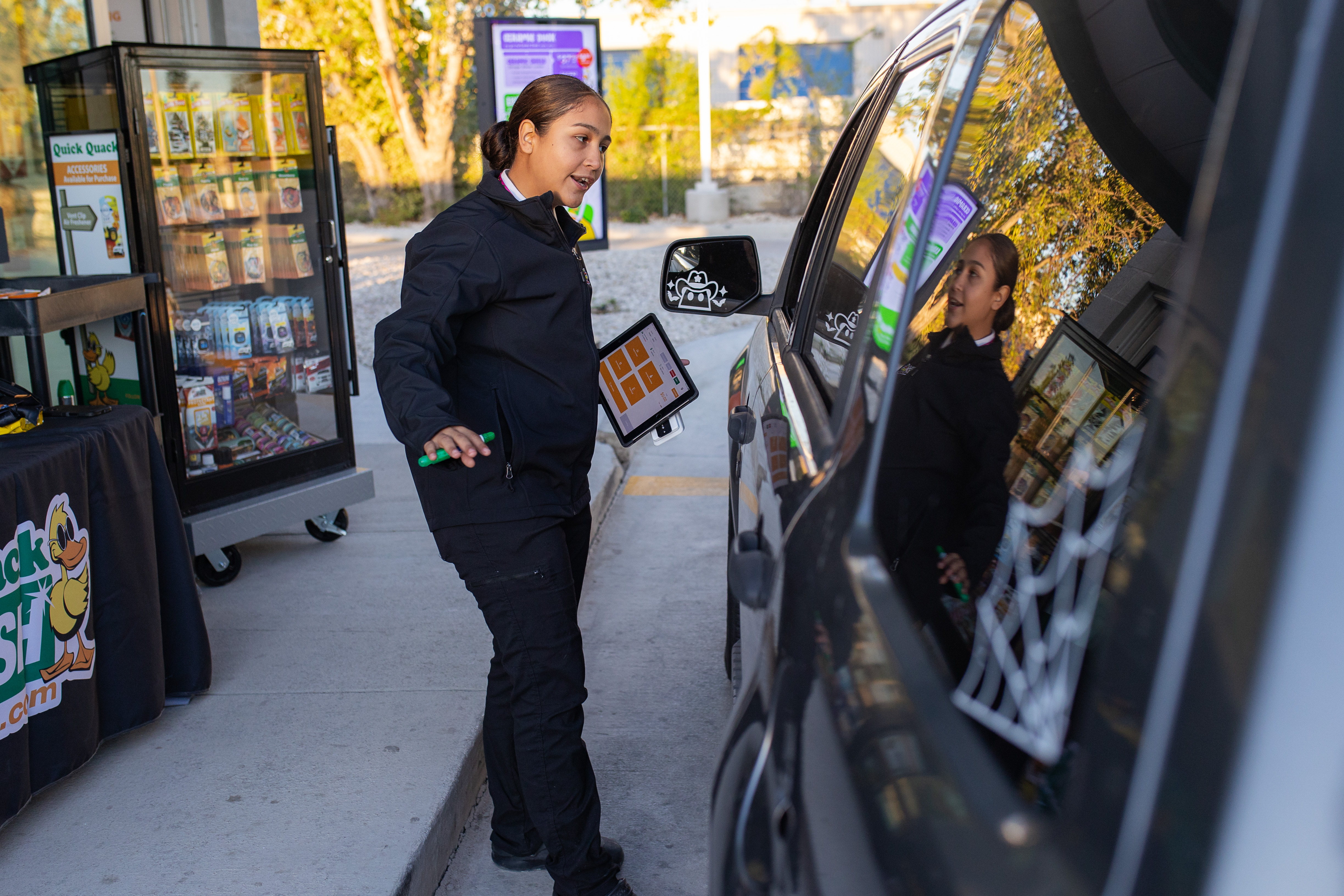 Quick Quack Car Wash makes it easy to choose your wash and sign up for an unlimited membership right from your car. Our team is always ready to help you find the right option for your needs.