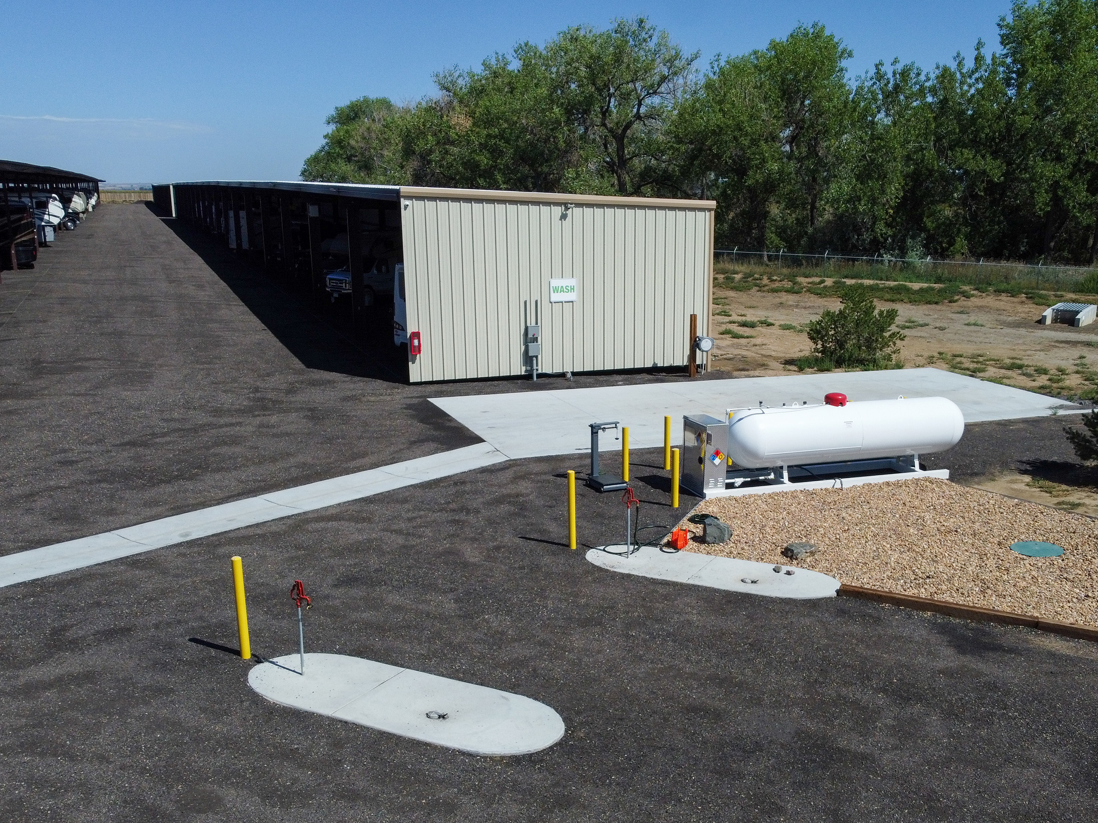 RV parking with propane tank near St. Vrain State Park