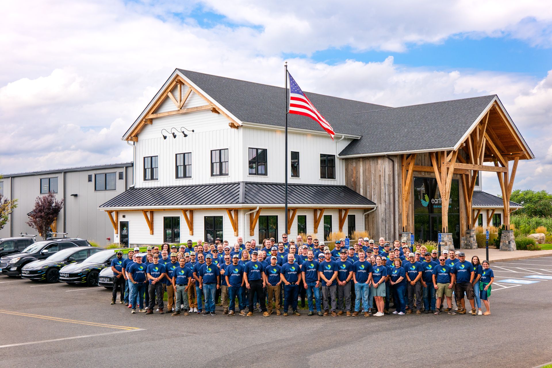 Earthlight Technologies team outside the Ellington, CT headquarters