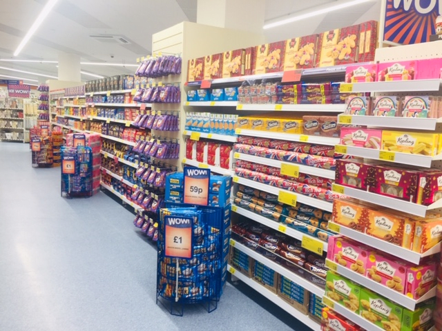 B&M's brand new store in Wolverhampton stocks a huge selection of everyday groceries, including biscuits and sweet snacks.