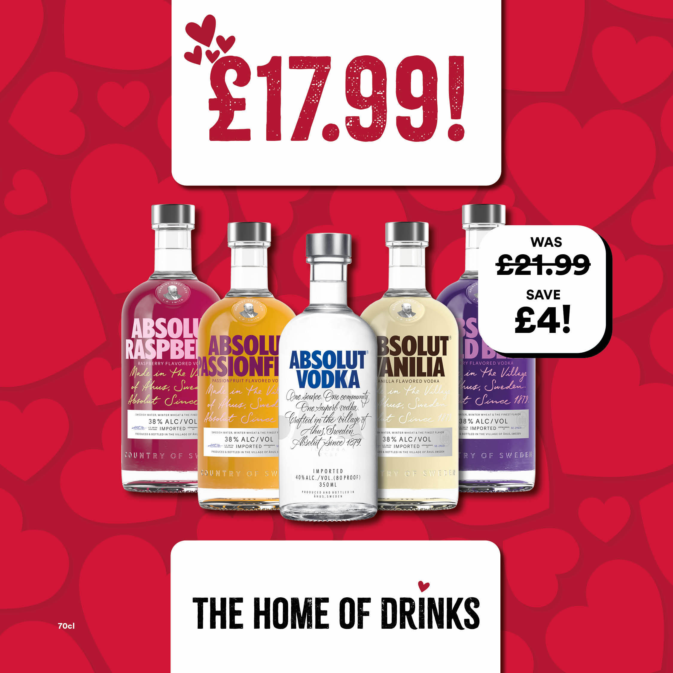 Only £17.99 on Absolut Vodka