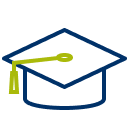 Graduation cap icon.