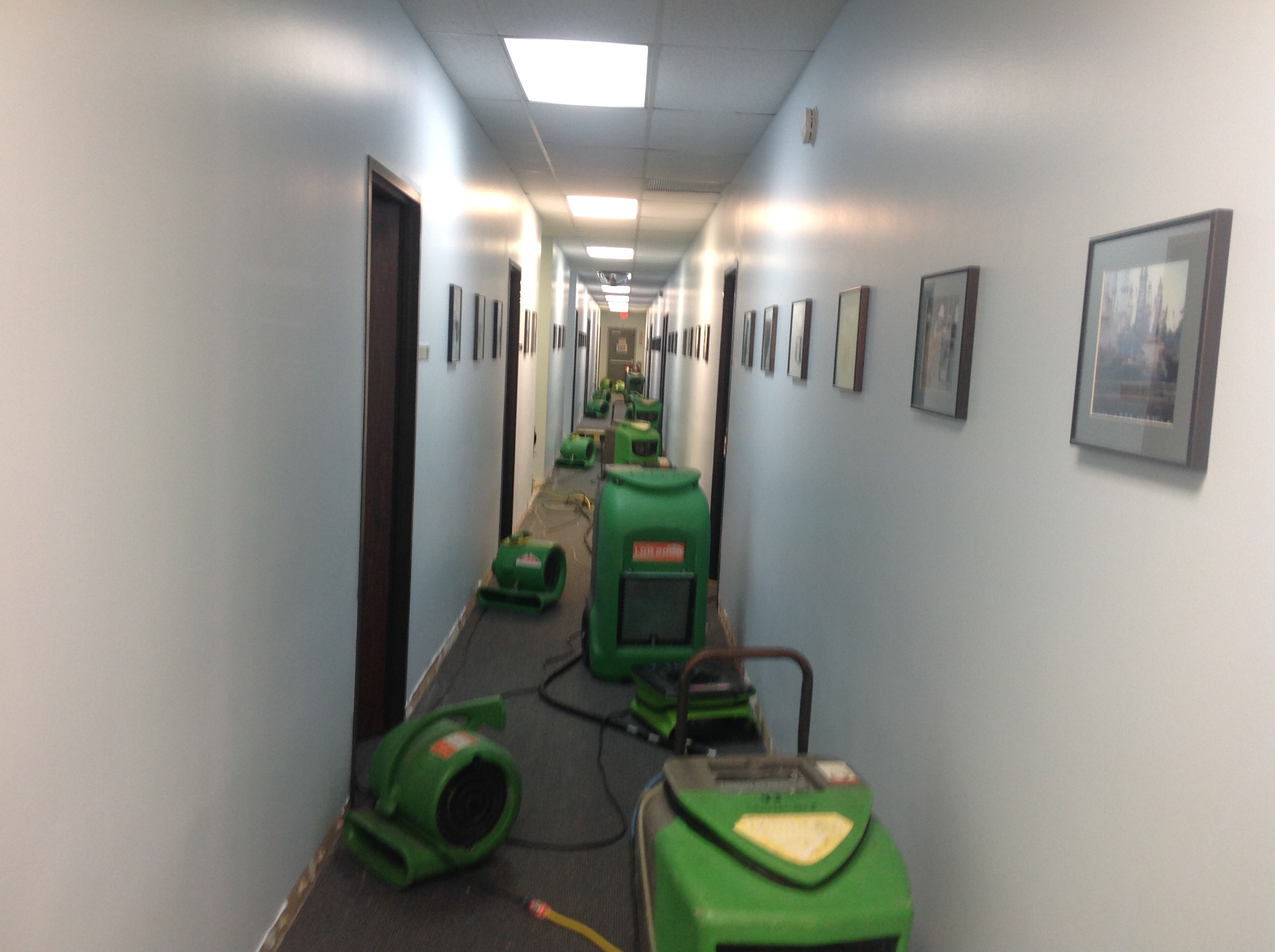 The SERVPRO equipment is up and running after a commercial water loss.