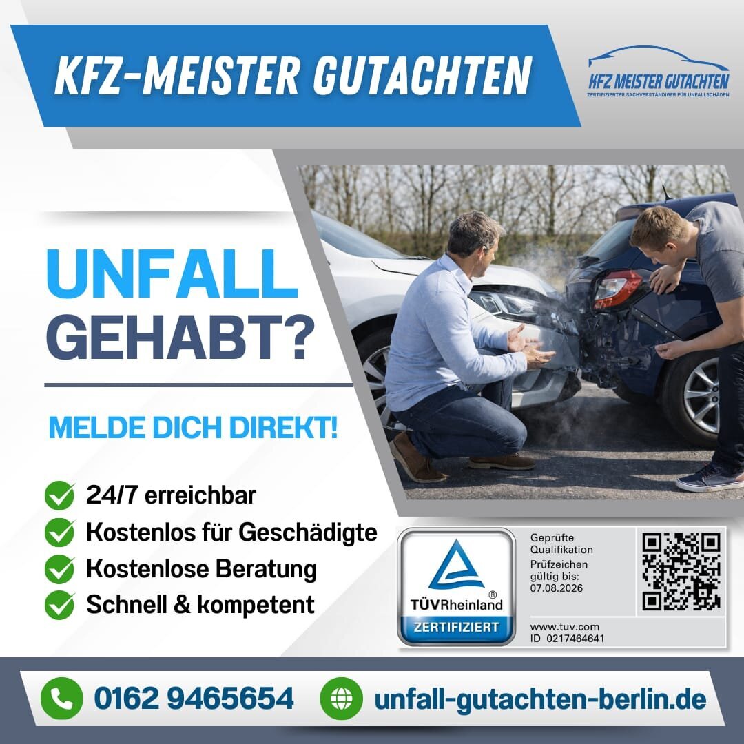 Kfz Meister Gutachten  Unfall Gutachten Berlin, Pestalozzistraße 95 in Berlin