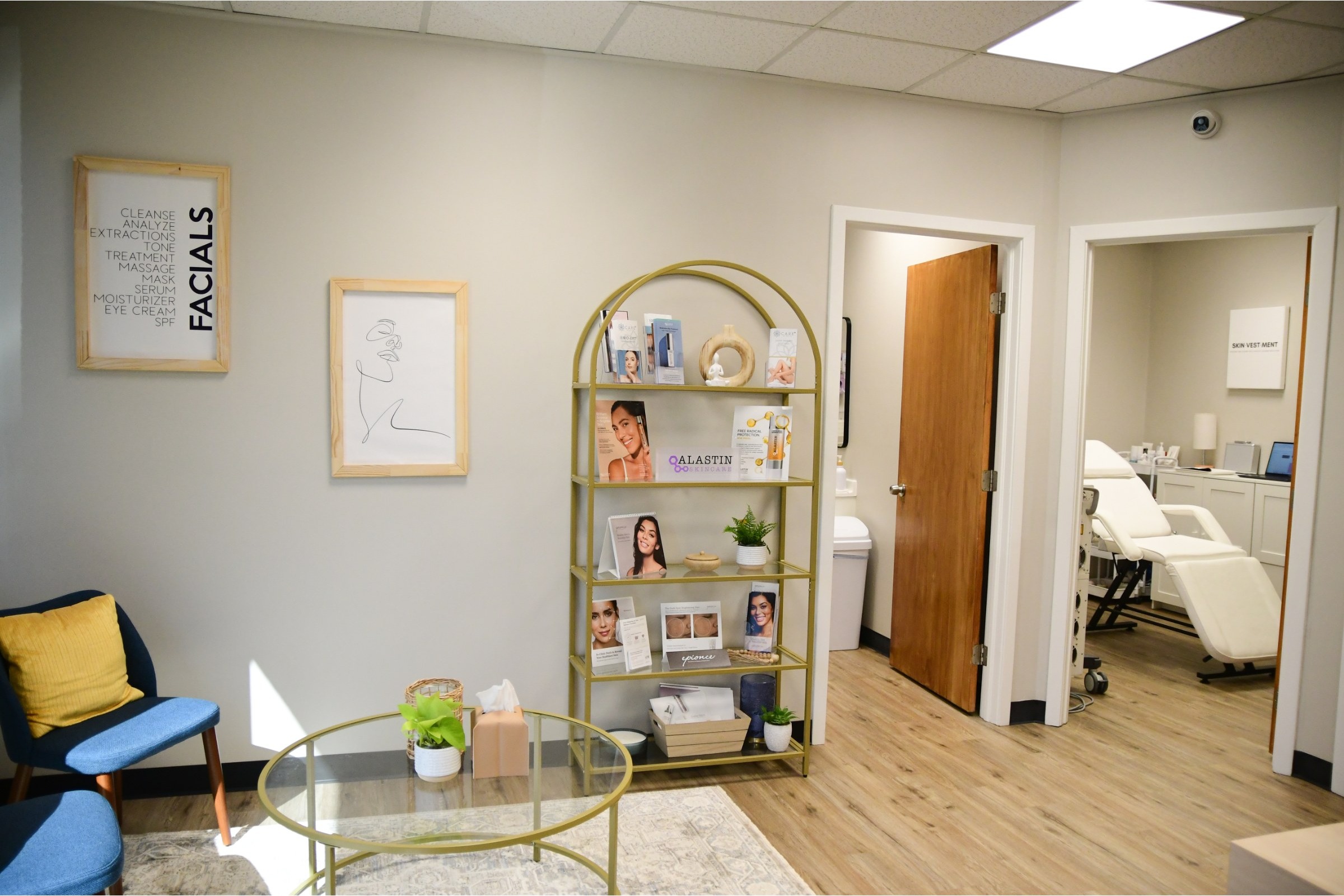 Reception and lobby at Care Esthetics Delaware on Omega Drive in Newark, DE