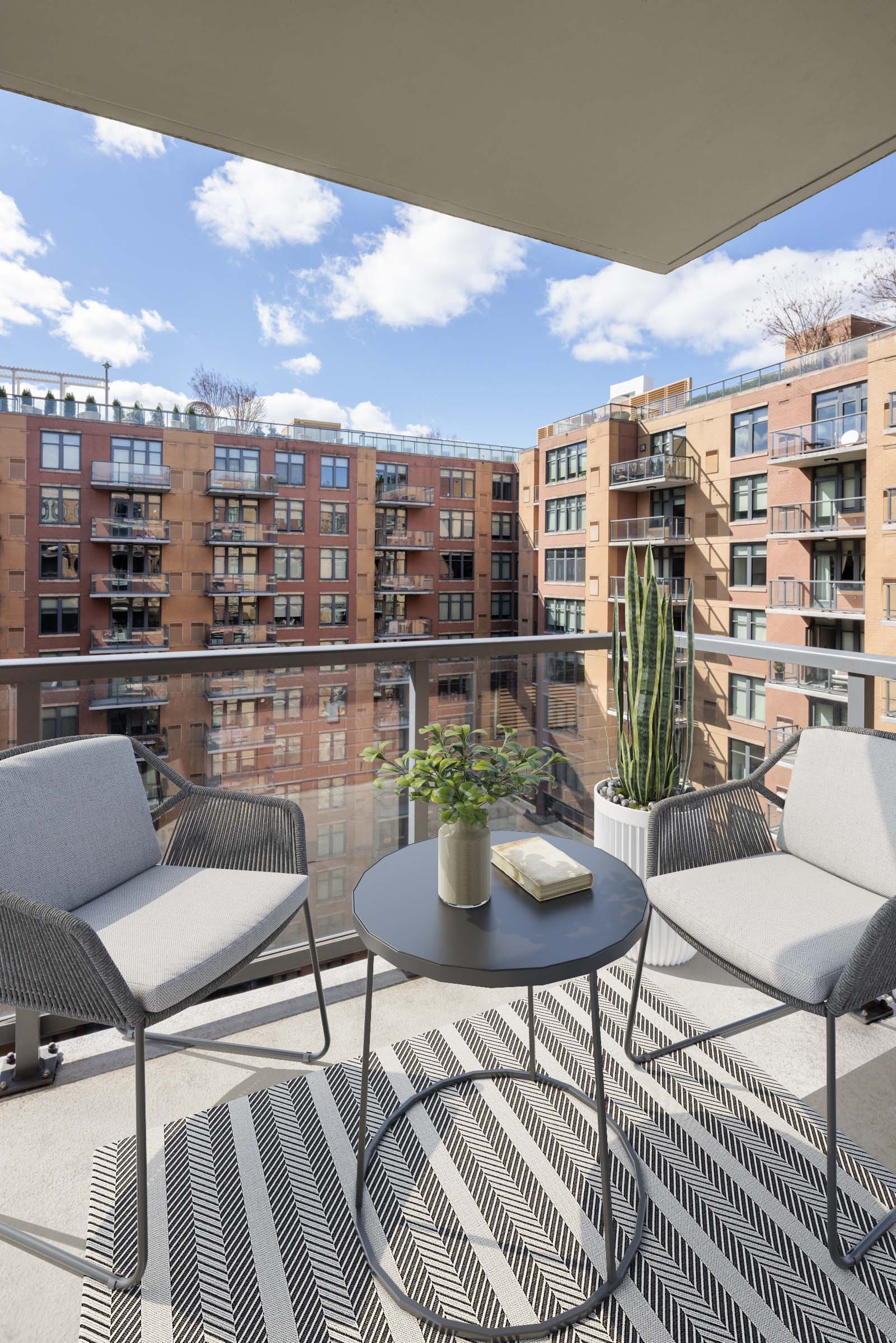 Spacious balcony at Camden NoMa Apartments in Washington, DC.