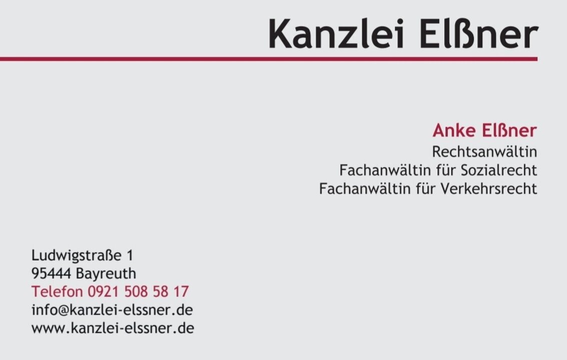 Anke Elßner Fachanwältin für Sozialrecht und Verkehrsrecht, Ludwigstraße 1 in Bayreuth