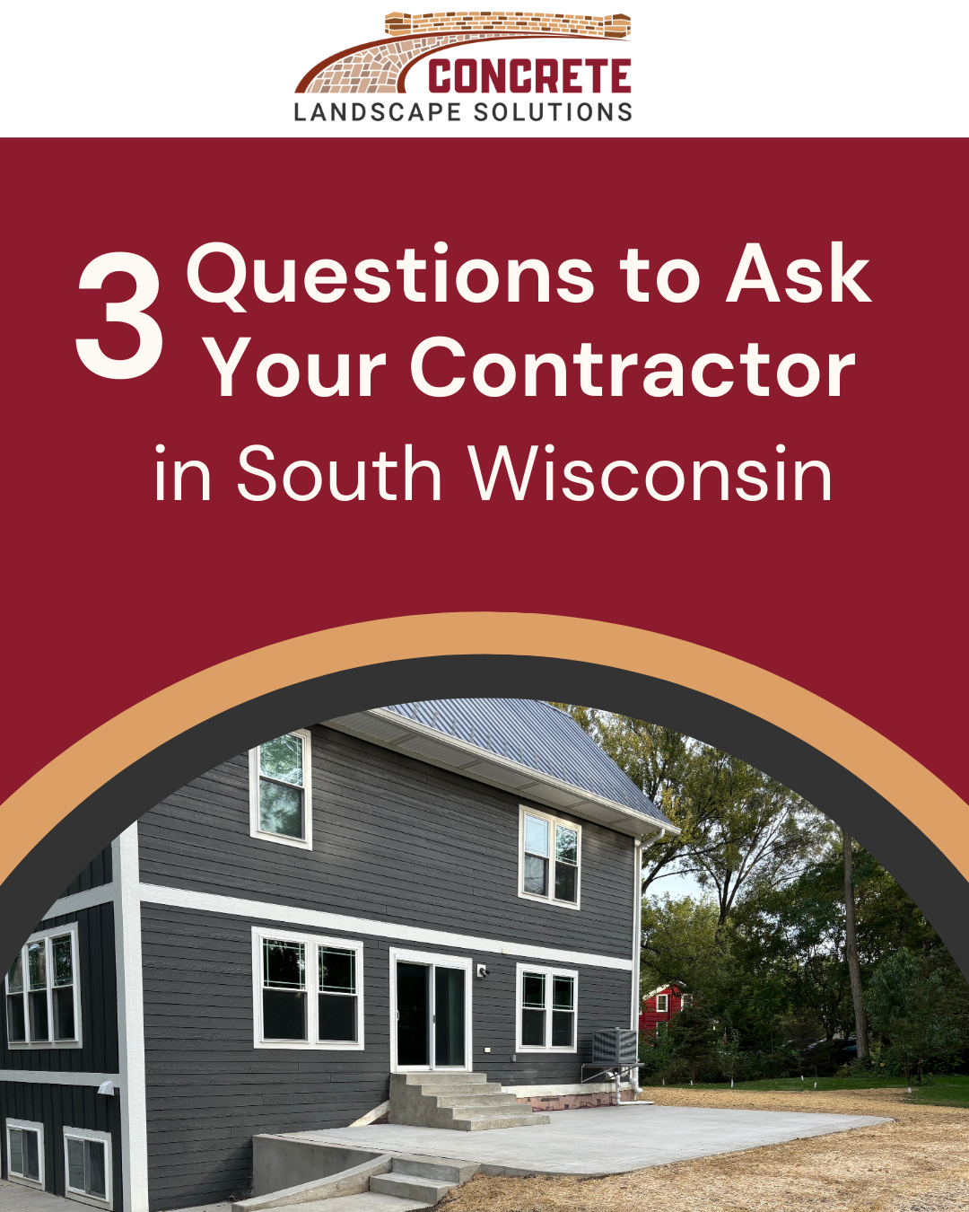Concrete contractor tips graphic highlighting important questions to ask before hiring a contractor in South Wisconsin.