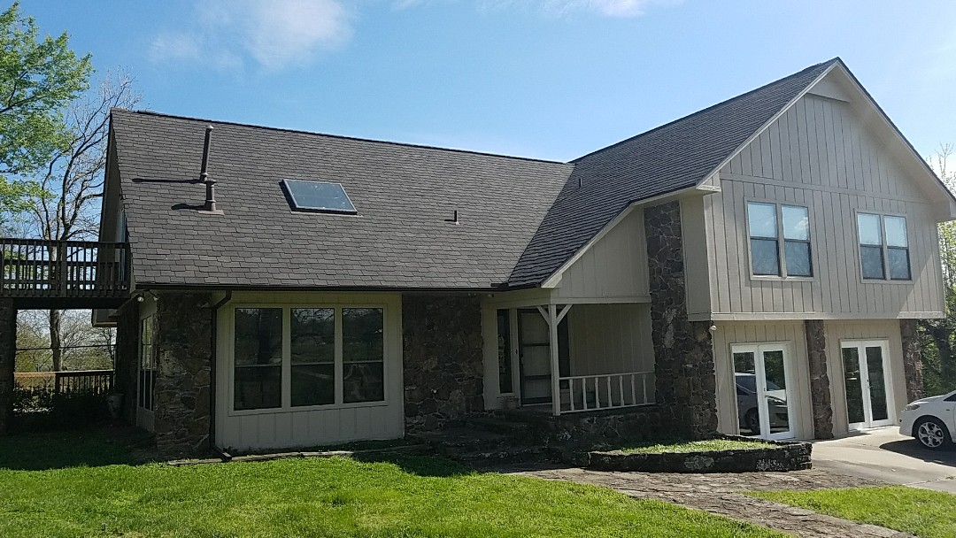 Replaced a leaking and Hail Damaged roof in Berryville Ar and replaced with a Gaf Woodland Luxury Shingle