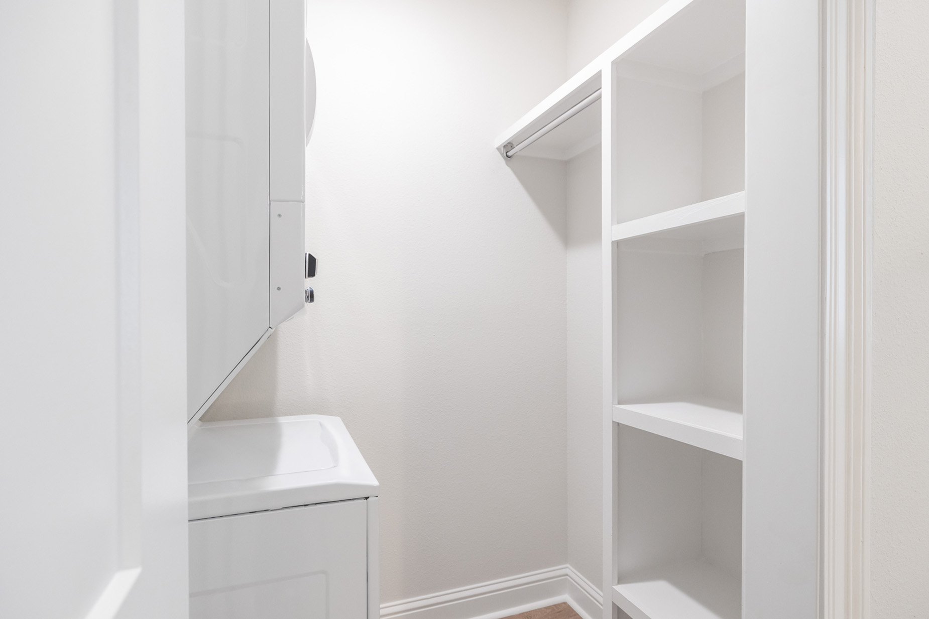 Washer & Dryer with Hanging and Shelf Space