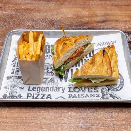 Fresh baked focaccia bread | Seasoned grilled chicken | Roasted tomatoes | Spinach | Melted mozzarel 