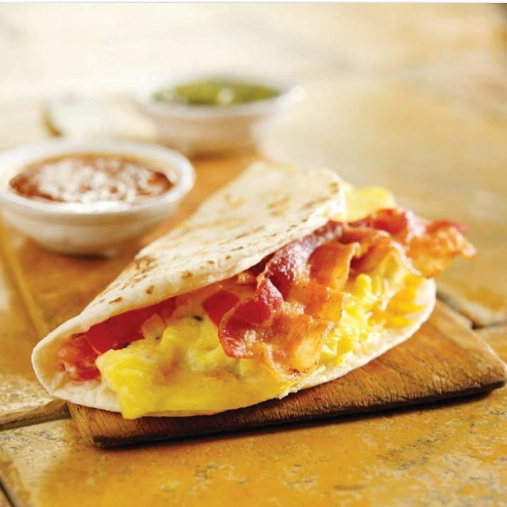 Bacon and egg breakfast taco Burrito Beach Chicago (773)462-0190