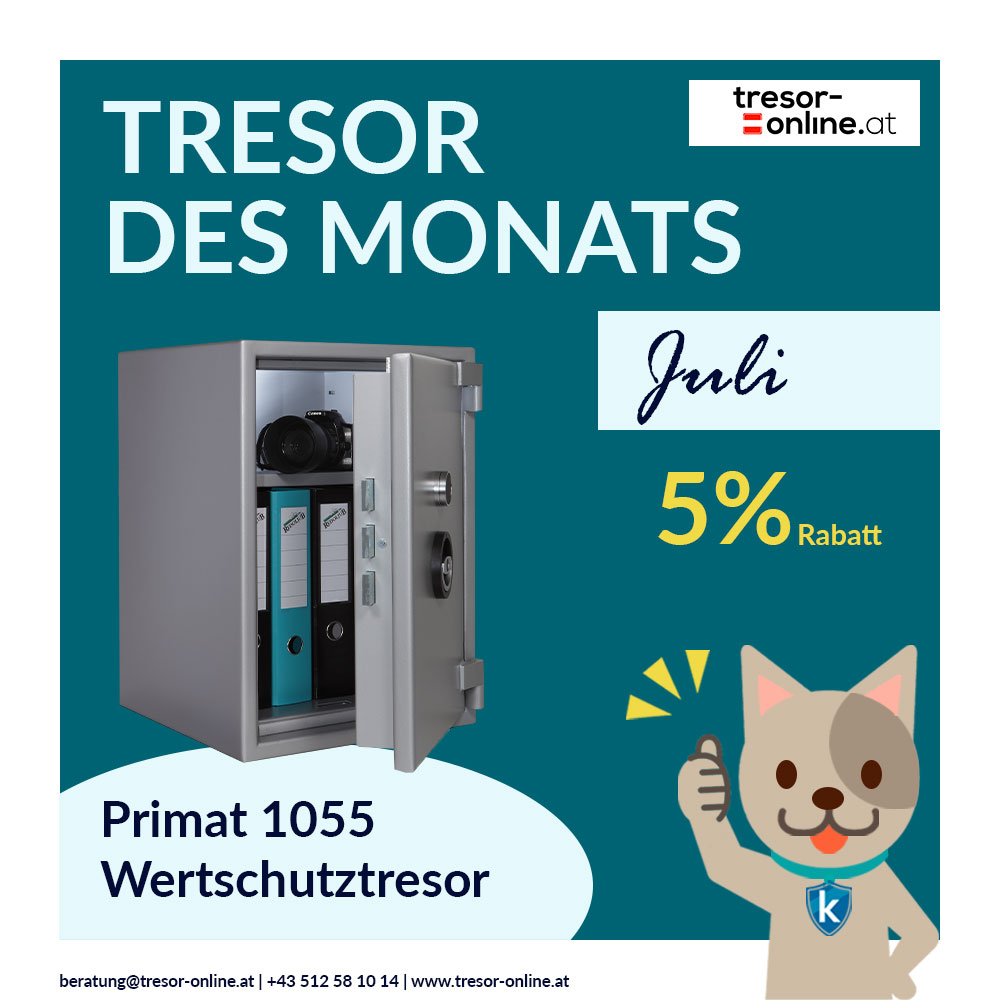 Bild zu Ein praktischer Wertschutztresor für daheim oder den gewerblichen Gebrauch! Der Primat 1055 bietet ausreichend Platz für Ordner und Wertsachen und schützt diese hervorragend aufgrund der Sicherheitsklasse 1 nach EN1143-1!