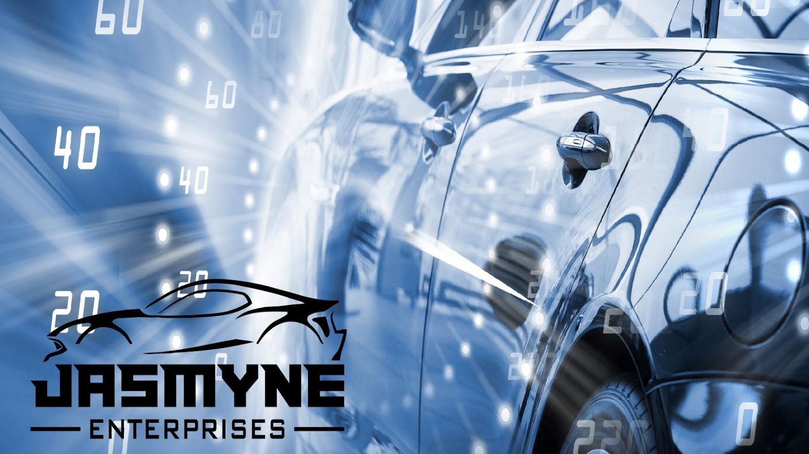 A black car is shown in profile, with a stylized outline of another car and the text 