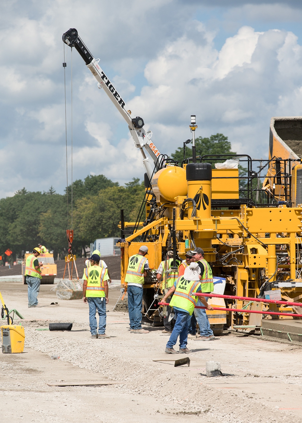 team member working on I-96 concrete construction