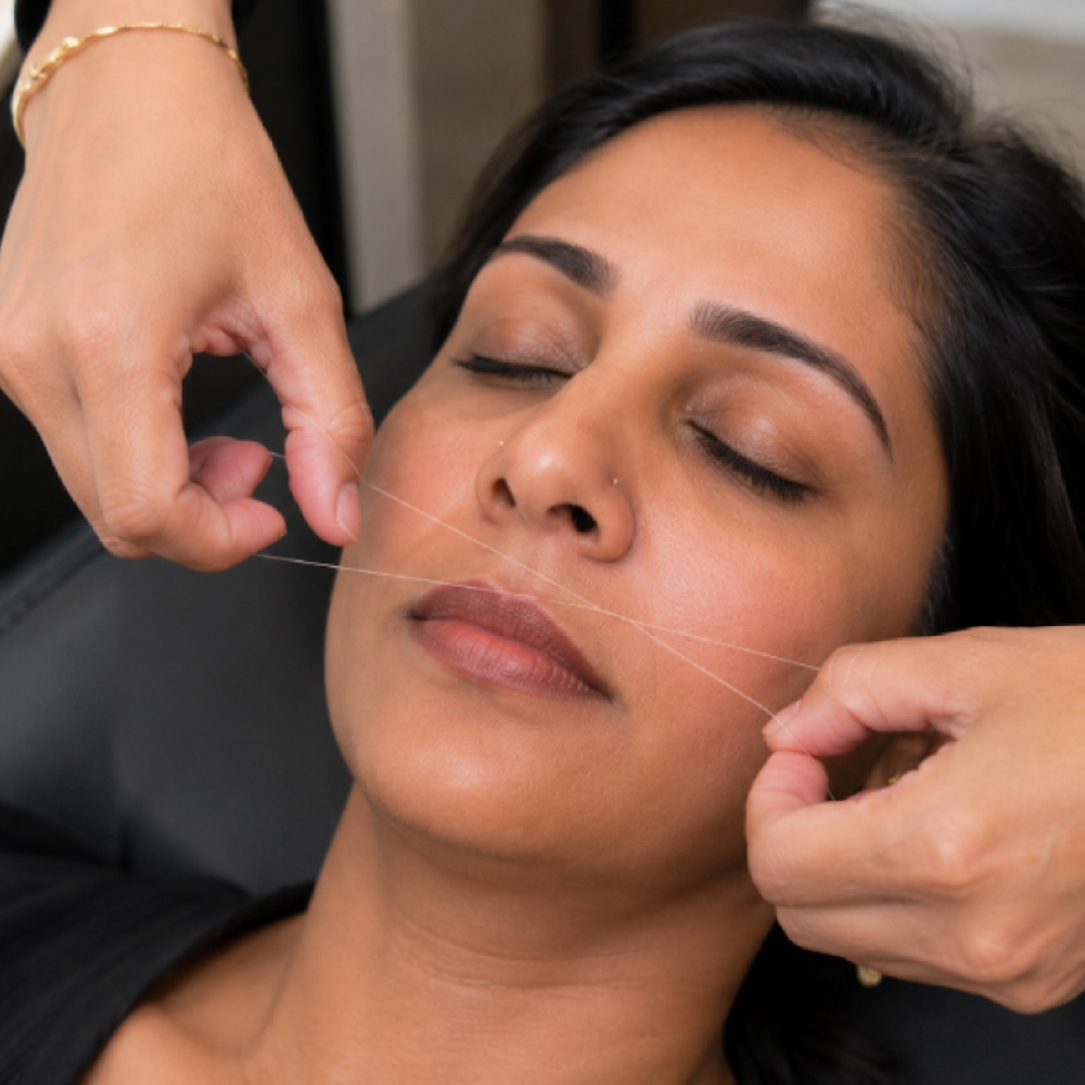 Professional upper lip threading at Avissa Salon in Ann Arbor provides precise, gentle hair removal  