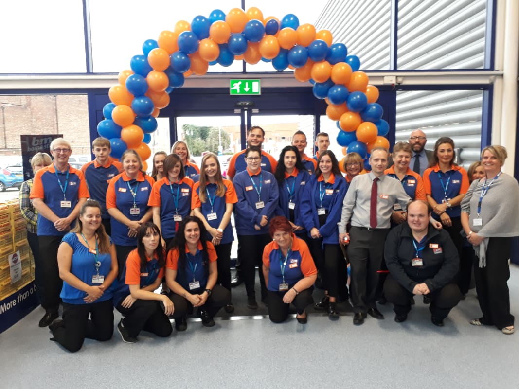 The store team at B&M's newest store in Spalding on Westlode Street celebrate on opening day.