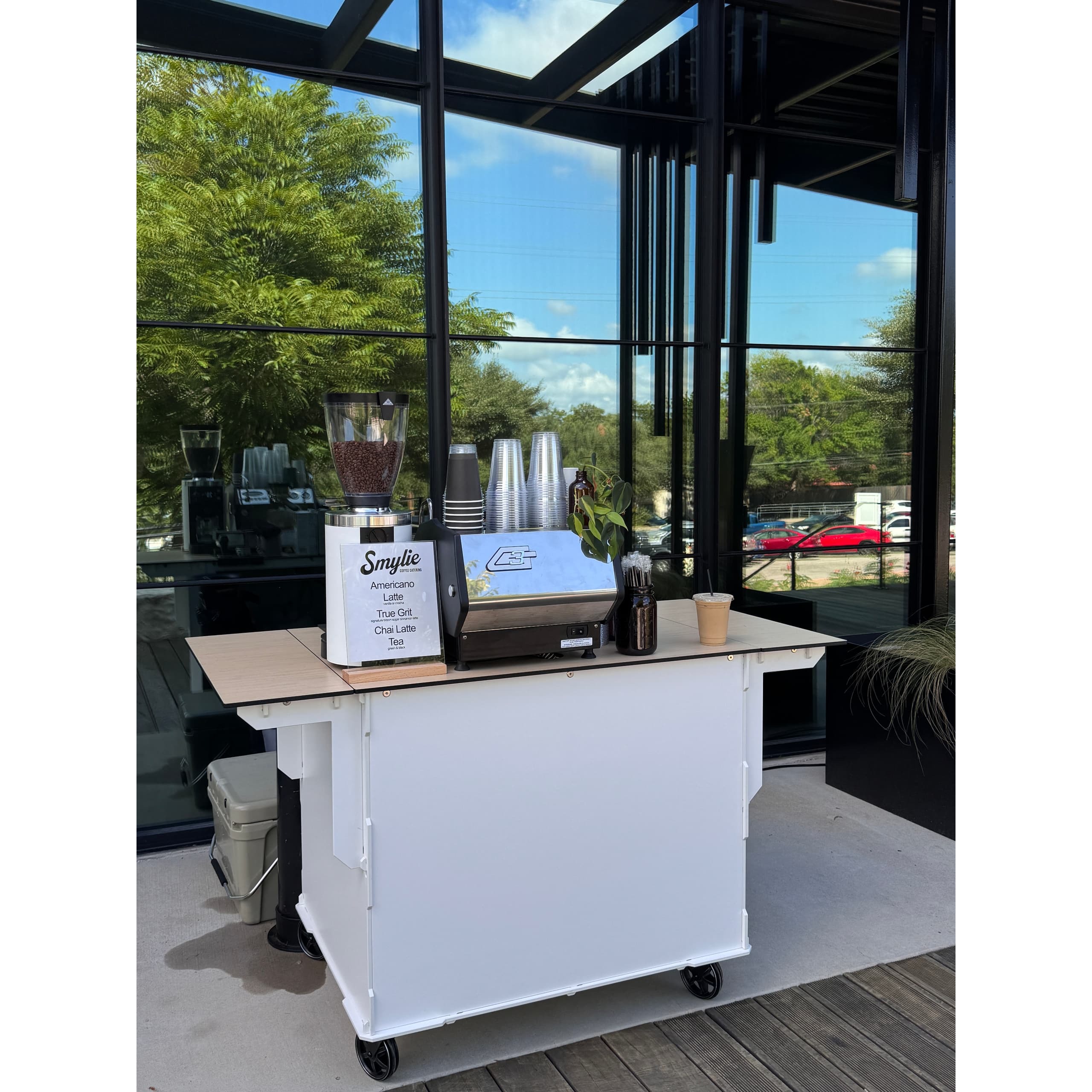 Business meeting coffee cart Austin TX Smylie coffee catering 