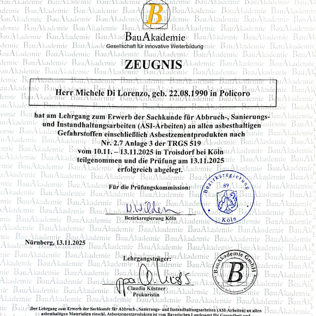 Kundenbild groß 16 Di Lorenzo Entrümpelung, Entkernung, Abriss & Asbestsanierung