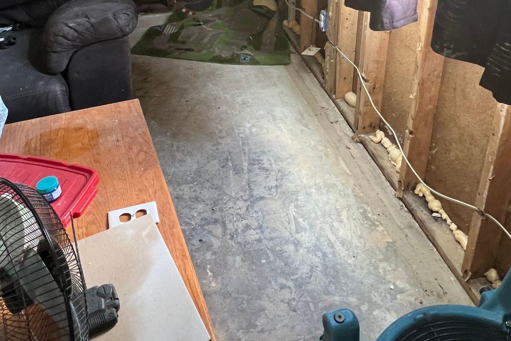 Pictured here is Minneapolis water damage in a basement.