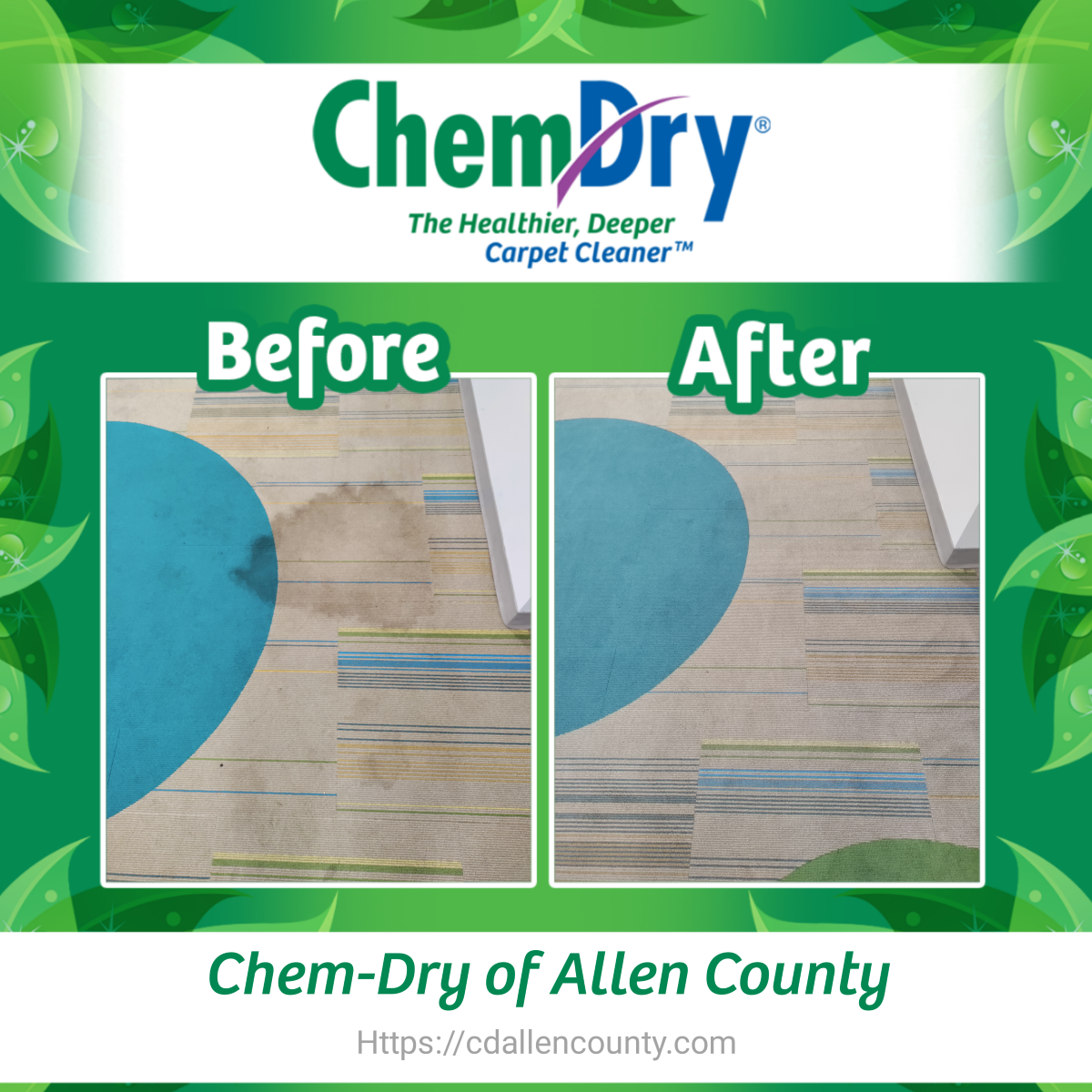 spot cleaning of carpet before after
