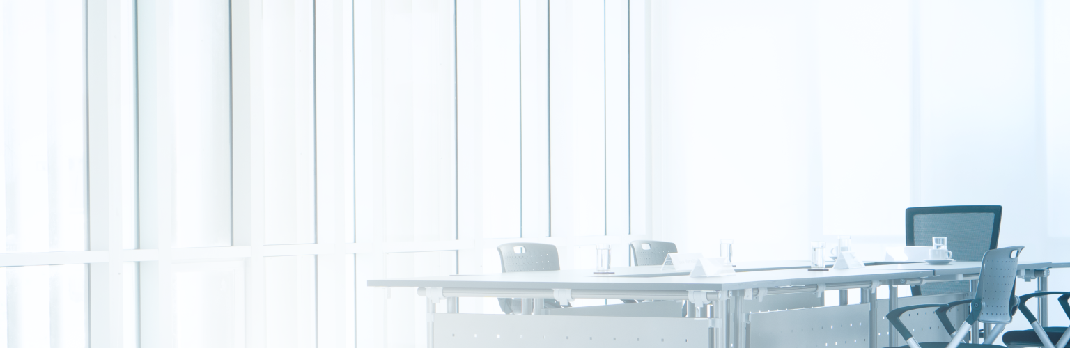 A boardroom table in an office.