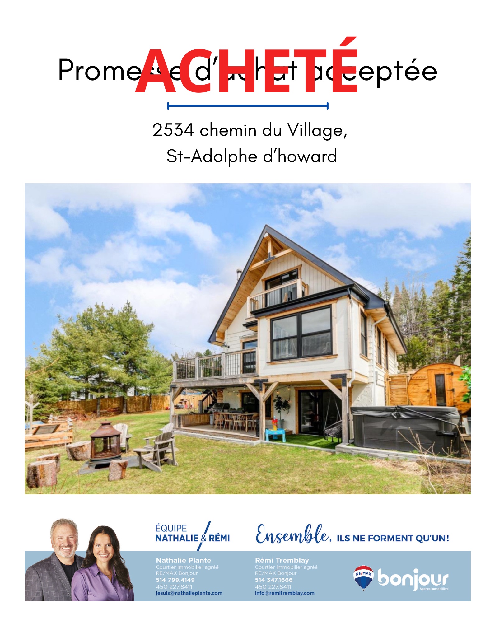 Images Nathalie Plante et Rémi Tremblay, RE/MAX Du Cartier Bonjour - Courtiers immobiliers inc. agréés, DA. Saint-Sauveur
