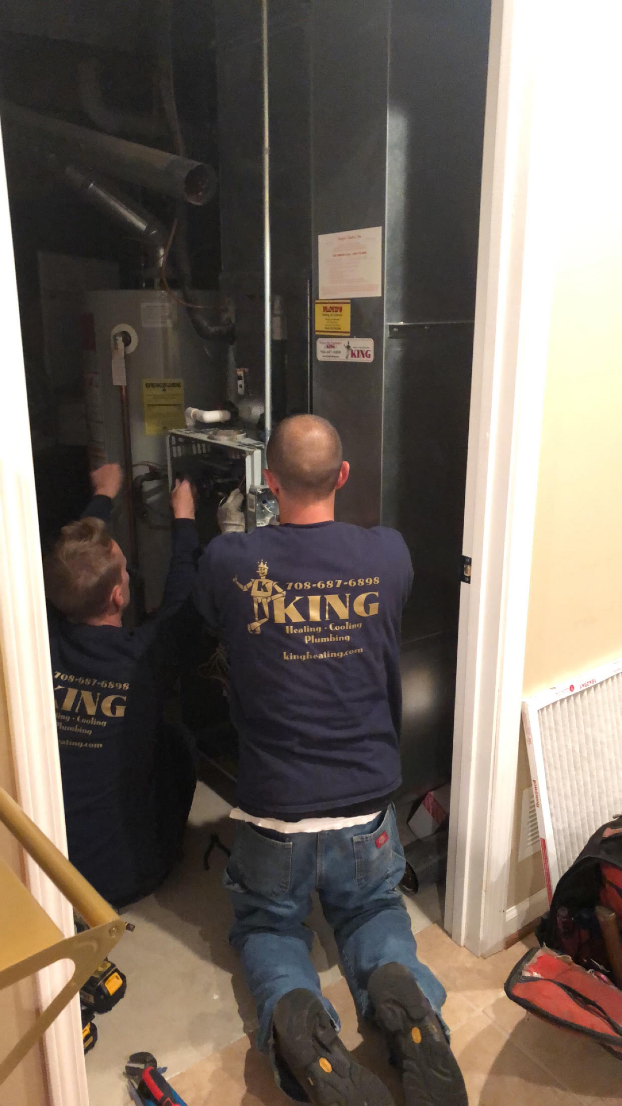 Installing a new furnace.