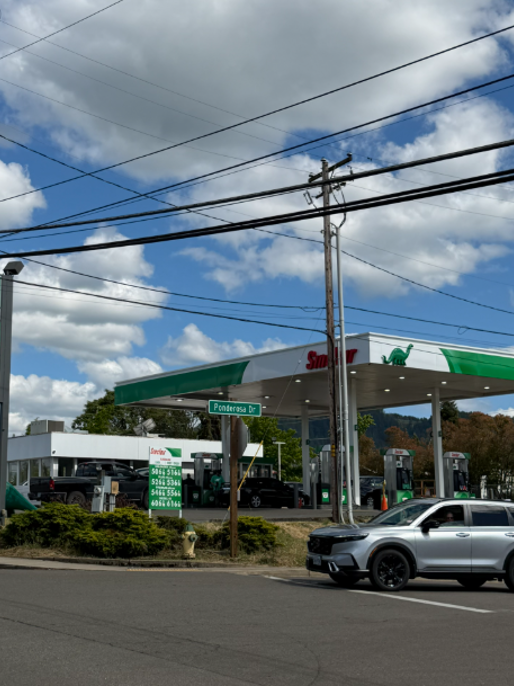 Sinclair gas station fueling island