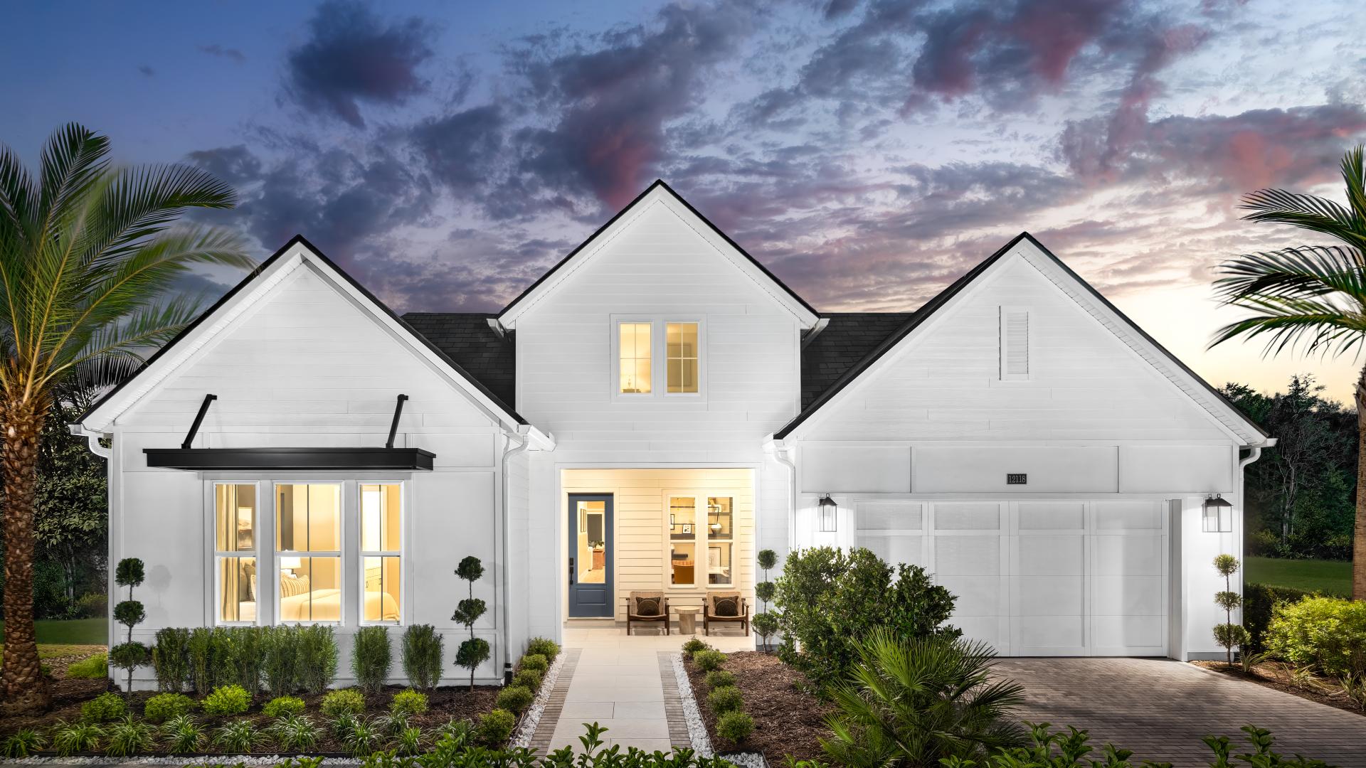 Beautiful home exteriors with preserve and water views
