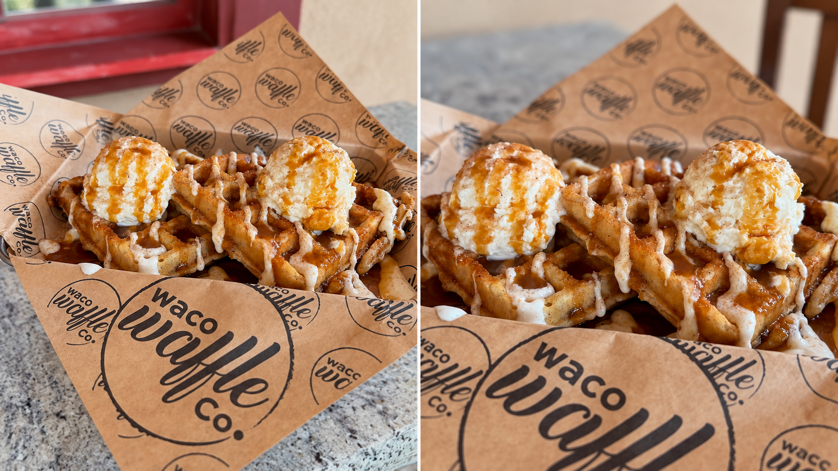 Try the Carrot Cake Waffle at Waco Waffle Co. in Waco, TX: carrot cake waffle batter with cream chee 