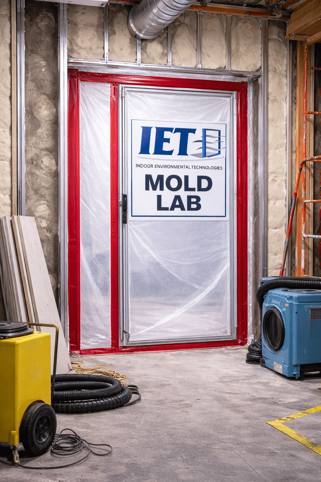 IET Mold Lab containment setup used for professional mold testing, sample analysis, and indoor environmental investigation.