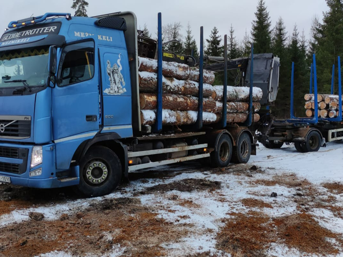 Mežmikeļi baļķvedējs darbībā – no meža līdz kokzāģētavai.