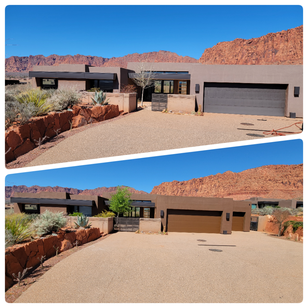 Residential exterior repaint with garage in St. George.