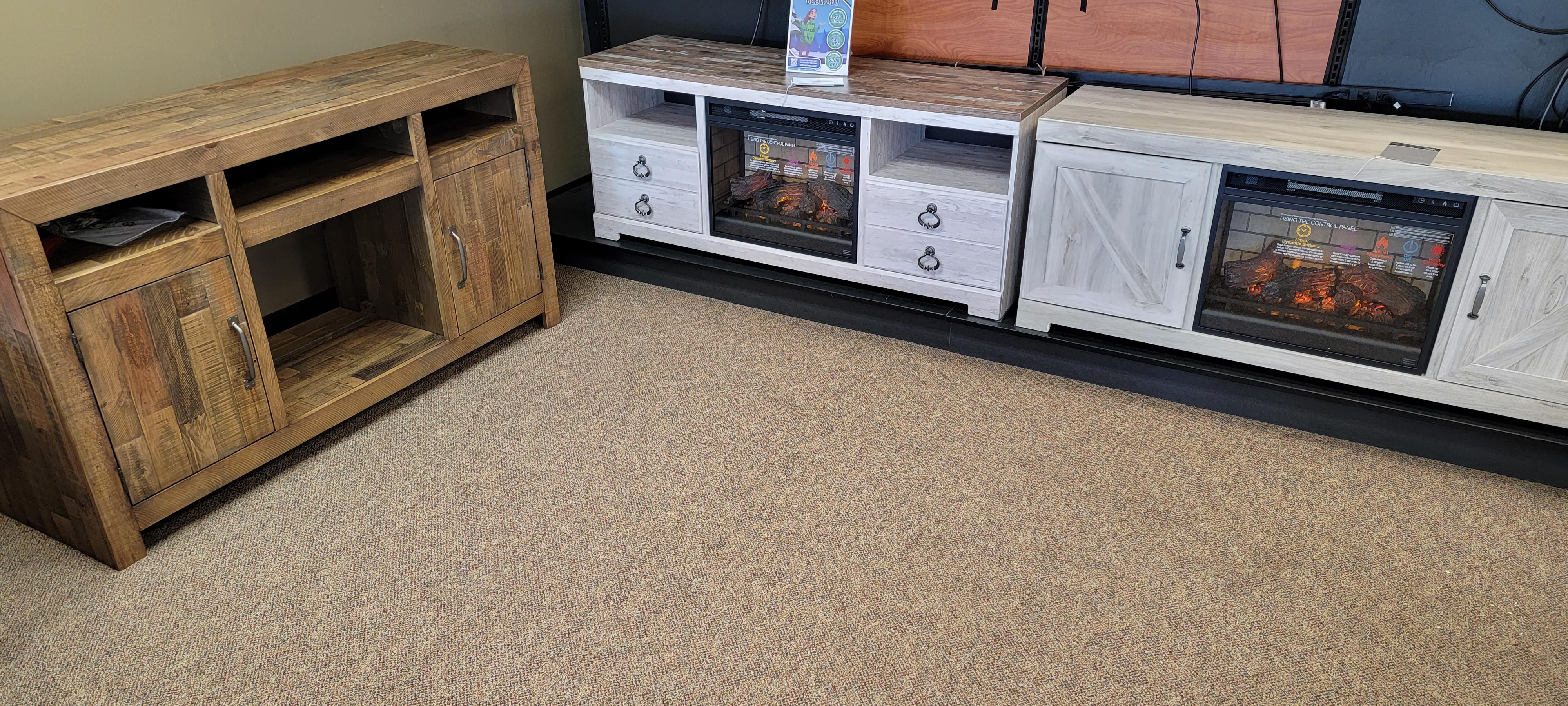 Tv stands with fireplaces ready to warm your evening up.
