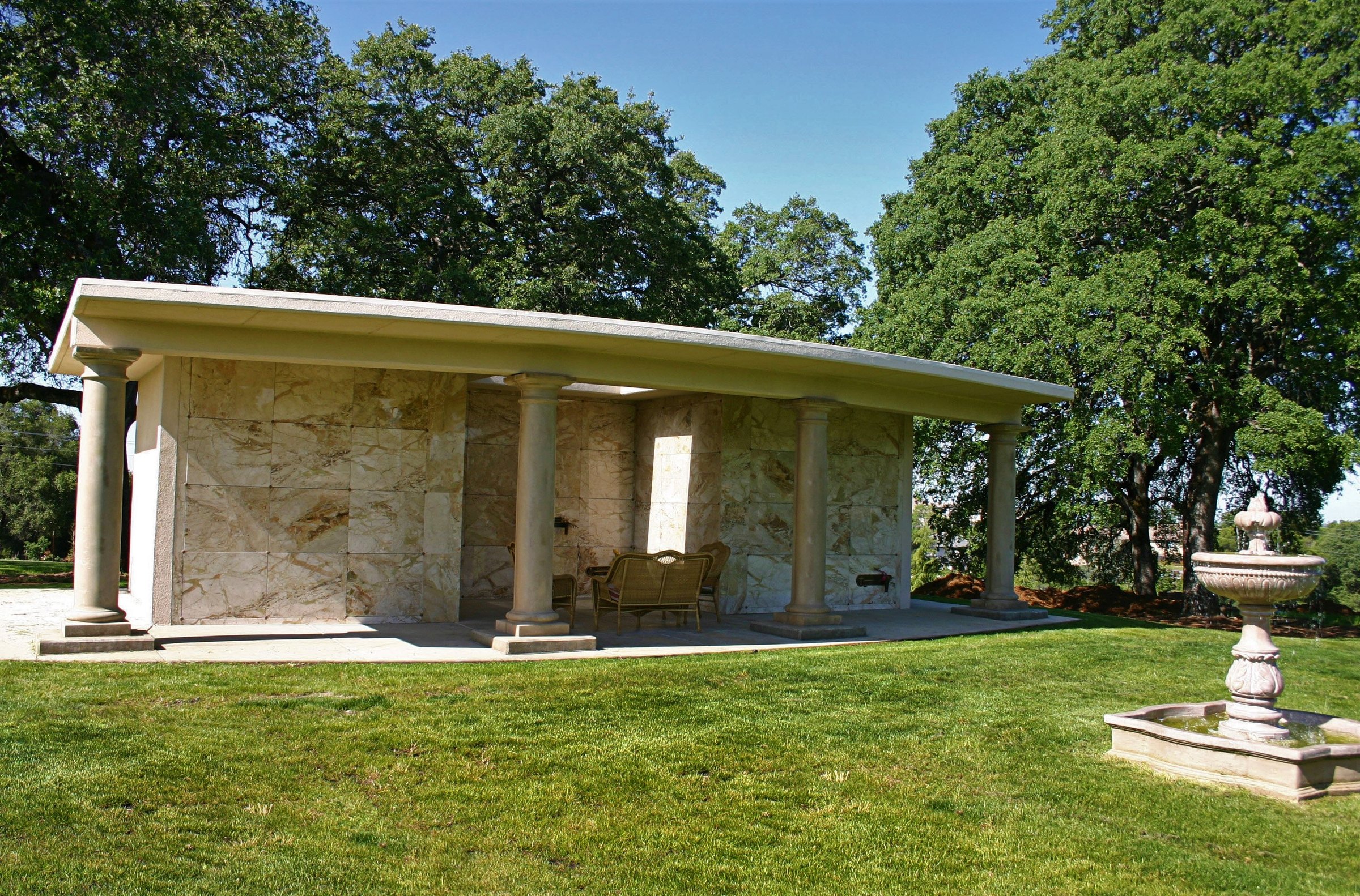 Mausoleum crypts on the same Rescue campus as the funeral home.