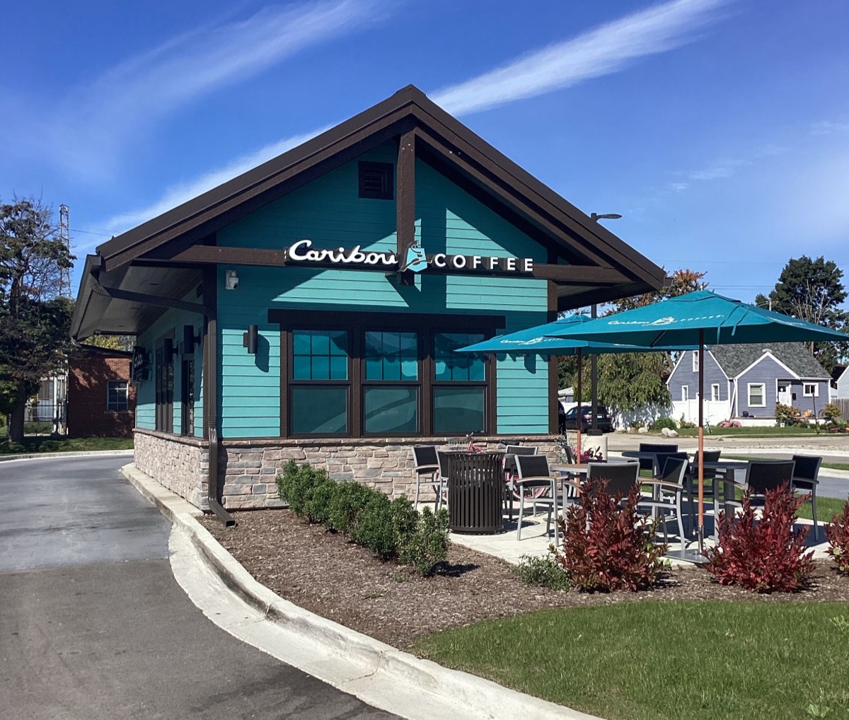 Storefront of the Caribou Coffee at 16006 Southfield Road in Allen Park