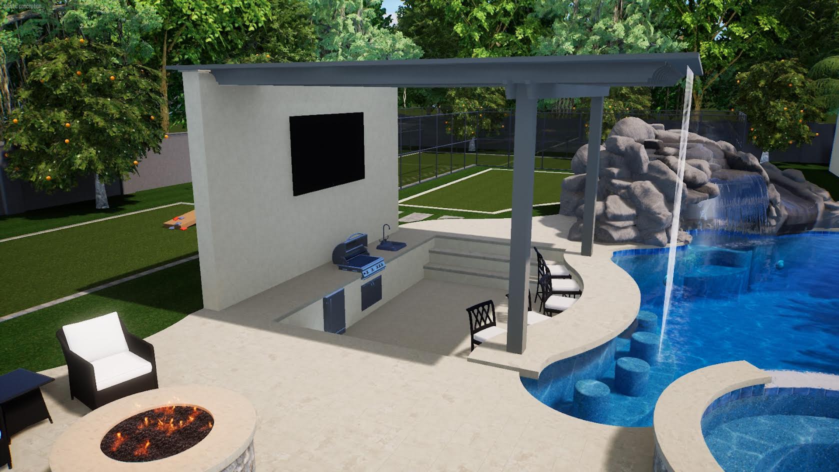 Creative Pool, Spa with Outdoor Kitchen Designs Like No Other! No Limit Pools & Spas Mesa (602)421-9379