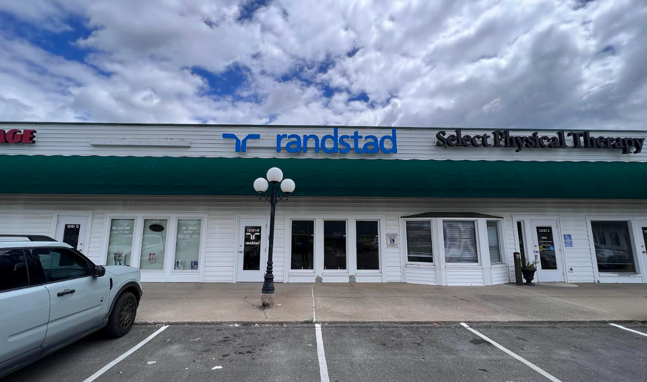 The front of the Randstad office building in Grandview, Missouri.