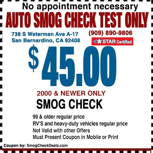Auto Smog Check Test Only - San Bernardino, CA 92408 - (909)890-9806 | ShowMeLocal.com